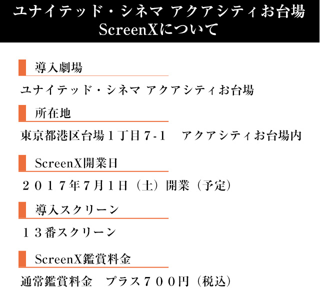 7月1日 土 Screenx日本初上陸 ユナイテッド シネマ アクアシティお台場に誕生